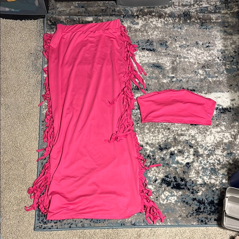 Pink Fringe Women's Skirt